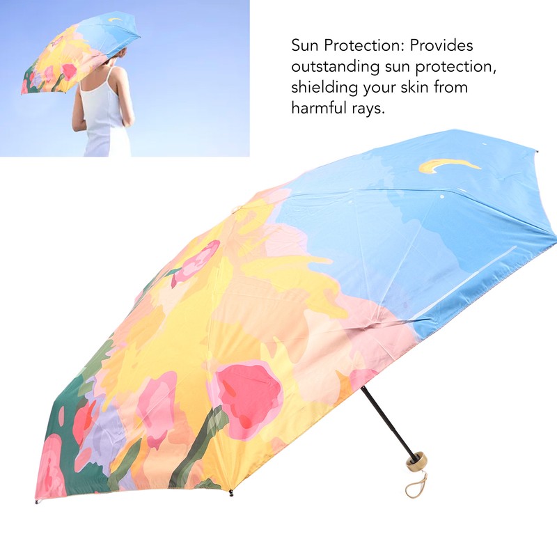Sun Umbrella Compact Umbrella 5 Level Foldable 6 Ribs Multiuse