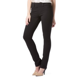 Fishers Finery Women's Ponte Stretch Slim Straight Leg Dress Pant - Wear to Work Pull On Mid Rise, Yoga Legging Comfort (Black, M)