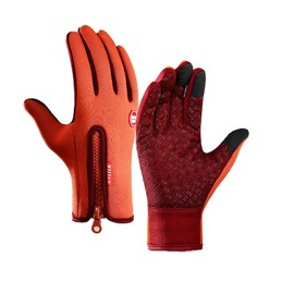 BrightGlow Winter Gloves Men Women Ski Gloves Winter Thermal Gloves Windproof Touchscreen Gloves Sports Gloves Non-Slip Windproof Cycling Gloves Orange L