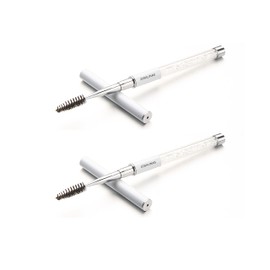 JOSALINAS - 2 cepillos de pestañas para cejas, pestañas postizas, aplicadores, cepillos de ojos, cepillos cosméticos portátiles con tapa para viajes, Blanco