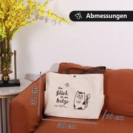 Fabric Bag Cat, Fabric Bag, Jute Bag, Shopping Bag, Shoulder Bag, Thick Fabric, High Load Capacity, for School, Leisure, Gift, Birthday, Family, Friends, Children, Cat Lovers, beige