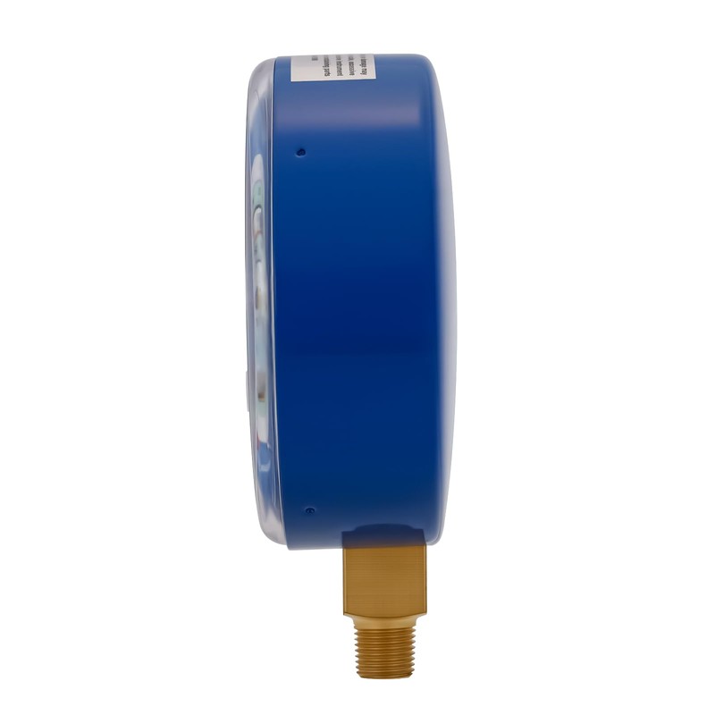 MEASUREMAN Refrigeration Pressure Gauge, 3-1/8” Blue Dial, 30inHg-250psi, 250-500psi Retarded