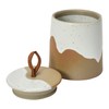 Bloomingville Stoneware Canister with Leather Loop Food Storage, 3" L