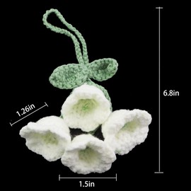 Caishun 2PCS Hanging Handmade Knitted Lilies 20cm Car Pendant Decoration Rear View Mirror Accessories Car Accessories Crochet Flower Cotton Yarn for Room Decoration Bedroom Decoration Party