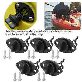 Tissting Universal Drain Plug Kit with Screws, Pack of 5 Boat Stoppers, Thread Kayak Drain Plug, Drain Plug Boat for Canoe Boat Dinghy Kayak Boat Drain Holes Plugs Replacement Accessories