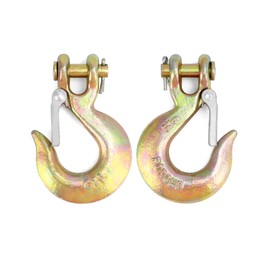 QWORK Clevis Slip Hook, 8 Pack Forged G70 Steel Safety Chain Hook with Latch, 5/16" Solid Clevis Grab Hooks for Deck Tow Winch Trailer, 14,000 Lb Load Capacity, 3/4" Opening Tow Chain Hook