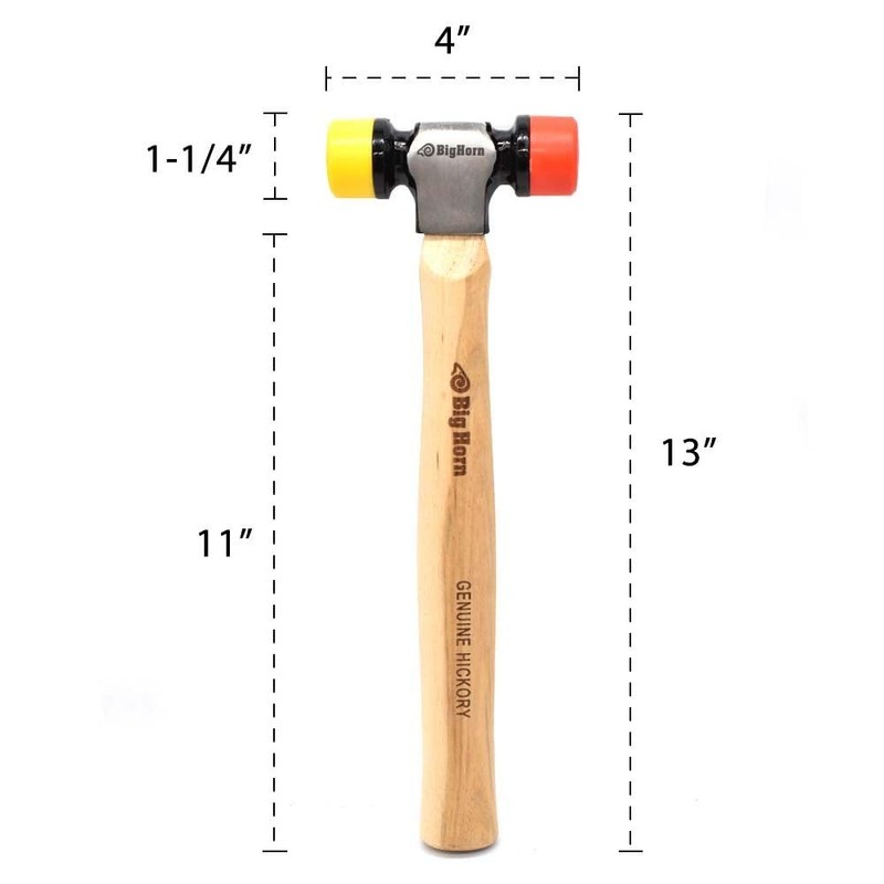 Big Horn 15129 12 Oz Hickory 2-Sided Soft Face Mallet