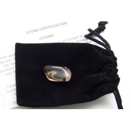 Fundamental Rockhound Products: 1 pc African Citrine from Zambia Tumbled Stone Gemstone Crystal with Carrying Pouch, info Card, Stone Certification (Small)