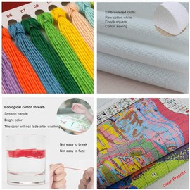 Leczany Cross Stitch Stamped Kit for Beginner - White Rose and Butterfly | DIY Embroidery Starter Patterns Craft Kit Needlepoint for Adults or Kids | 11CT, 3 Strands | 13x18.1 inches