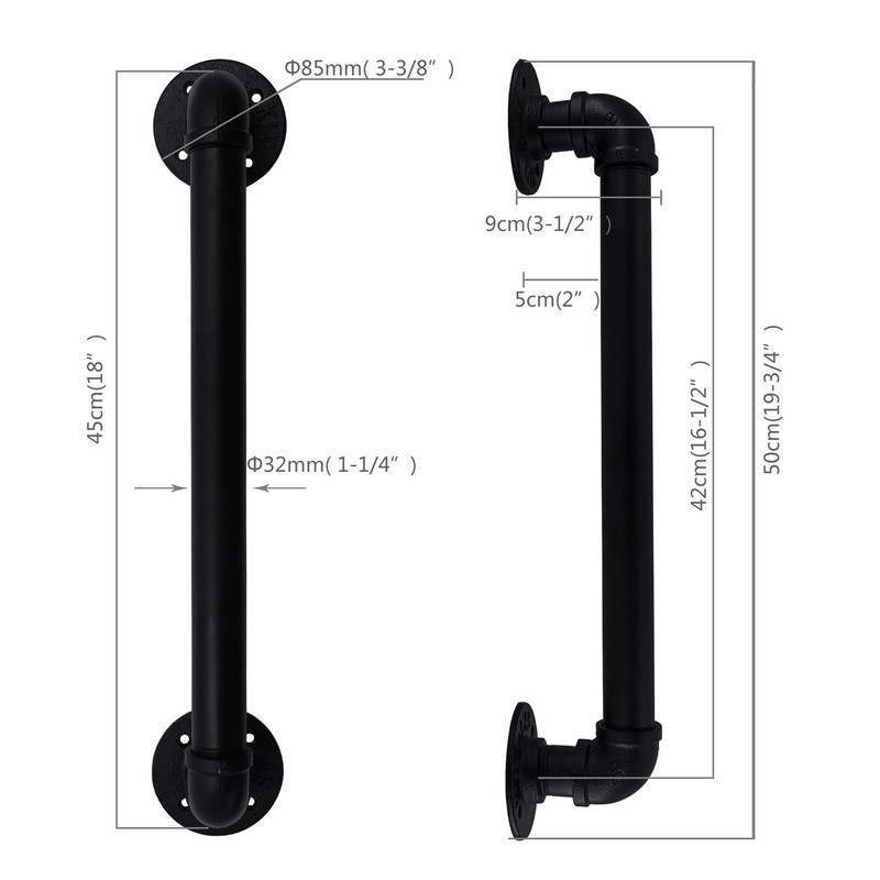 FOYO Set of 2 Industrial Pipe Gate Pull Handle, Grab