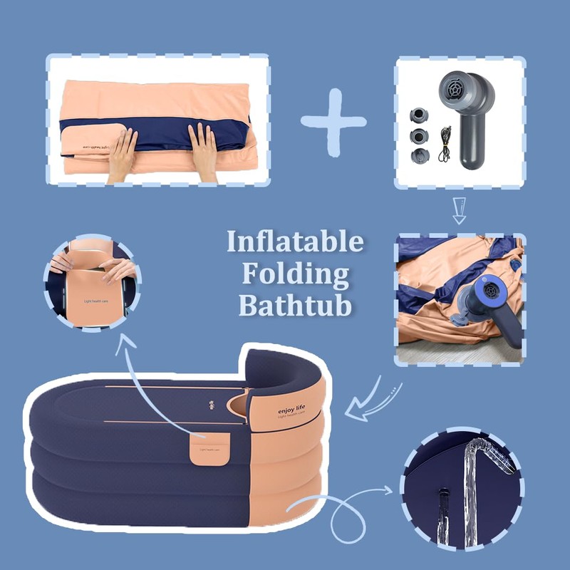 Foldable Portable Soaking Inflatable Bathtub with Electric Air Pump,Eco-Friendly Bathing