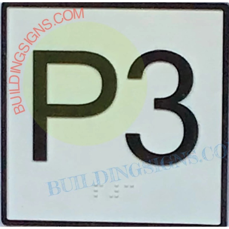 BuildingSigns.com Elevator Floor Number P3 Sign- Elevator JAMB Plate Floor
