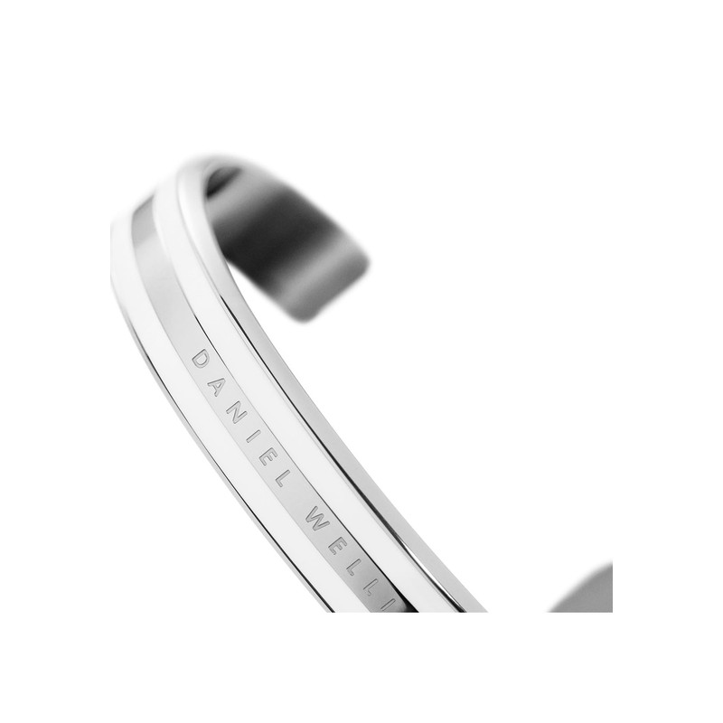 Daniel Wellington Emalie Cuff Bracelet, Satin White/Silver, Small