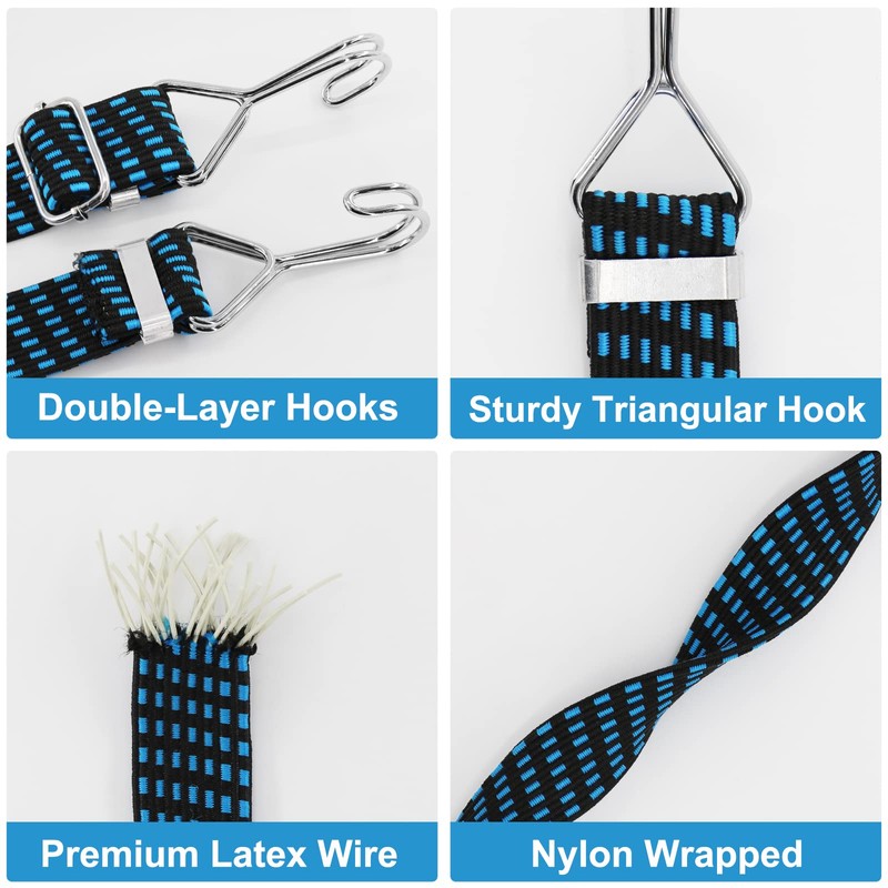 Newthinking 4 Pack Adjustable Bungee Cords with Hooks, Heavy Duty
