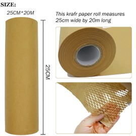 Packaging Material Filling Material Packaging Material Paper Roll Honeycomb Liner Packaging Roll Kraft Paper for Packaging/Storage Exquisite Fragile Items (25 cm x 20 m)