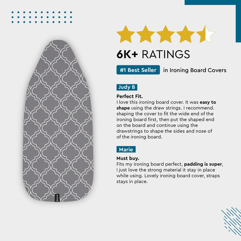 Encasa XO Ironing Board Cover and Pad 54"x15" - Thick