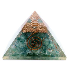 Gold Stone Orgonite Pyramid Spiritual Goods with Natural Stone, Crystal Single Crystal, Width Approx. 2.6 - 2.8 inches (65 - 70 mm), Fluorite