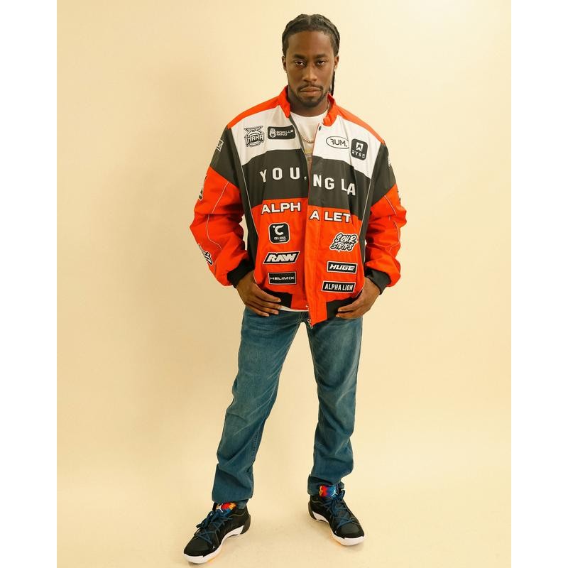YoungLA - Graphic Racer Jacket in Red, Black and White