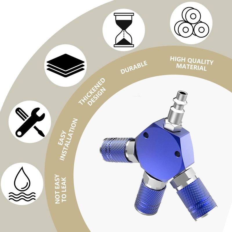 BEANPRECOY 3 Way Air Hose Splitter, Quick Connect Air Hose