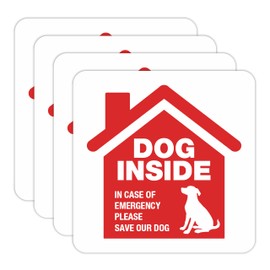 Sticky Expressions | Dog Inside Sticker (4 Pack), Size 3.5x3.5 – Durable, Waterproof, Strong Adhesive Sticker for Your Pet Safety in Emergencies