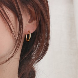 Gold&Deer 14K Goldfield Daily One-Touch Ring Earrings s (15mm) Yellow Gold / 골드앤디어 14K 골드필드 데일리 원터치 링 귀걸이 s (15mm)  옐로우골드 ( Yellow Gold )