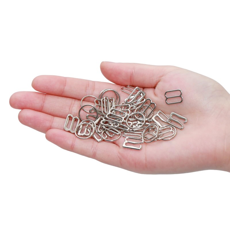 Lilaly 60 Pcs 12mm Bra Hooks for Straps 3 Styles