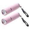 2X Outdoor Mini Pink Rubber Coated 9-LED Flashlight Torch