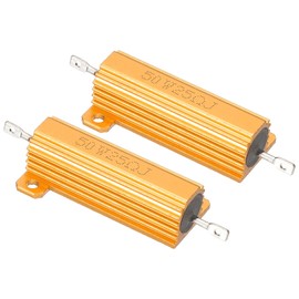 PATIKIL 50W 25 Ohm Aluminum Shell Resistor 2 Pack Aluminum Housing Resistor Housing Case Winding Resistor Screw Tap Power Resistor 5% Tolerance Gold