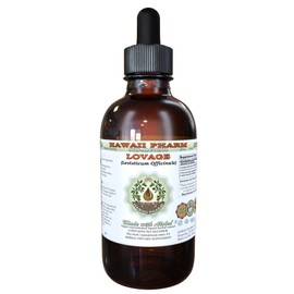 Lovage Alcohol-Free Liquid Extract, Organic Lovage (Levisticum officinale) Dried Leaf Glycerite Hawaii Pharm Natural Herbal Supplement 4 oz