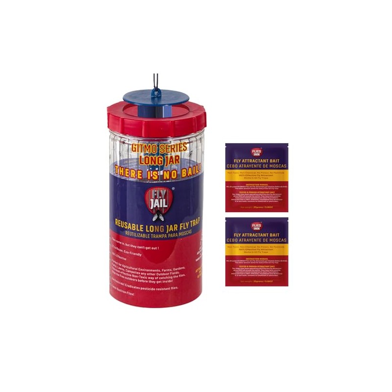 Long Jar Reusable Fly Trap with Attractant Baits