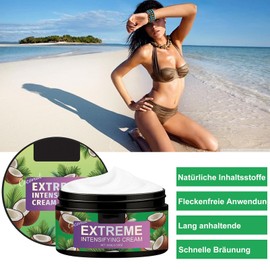 Bräunungsbeschleuniger Gel, Intensiv Bräunungsgel, Selbstbräuner Tanning Gel, Verwendung im Solarium und im Freien, Bräunungsverstärker, Schnell Bräunende Creme 100g (Kokosnuss)