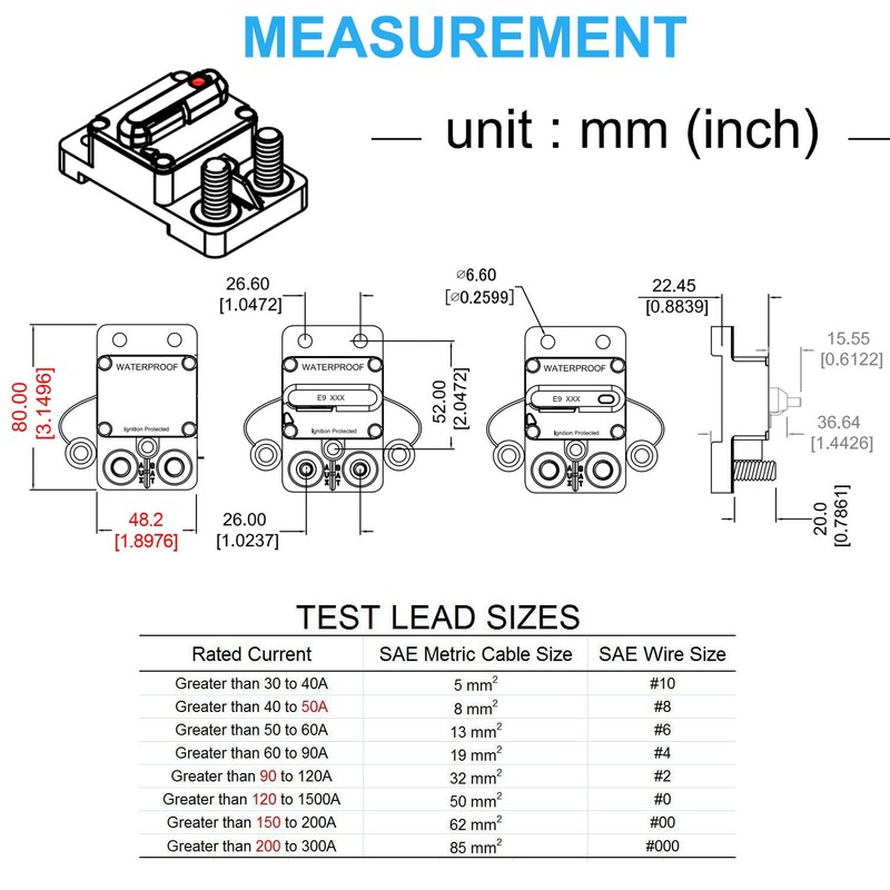 T Tocas E9 3/8" M10 Studs 100 Amp Car Circuit