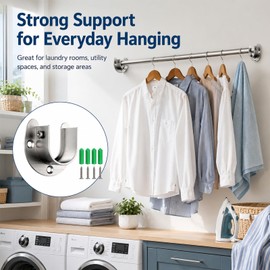 6 Packs Wardrobe Rail Bracket, U Shaped Closet Rod Bracket with Screws