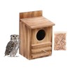 Large Owl House Outdoor (15x9x7.6 in) - Carbonized Cedar Nesting