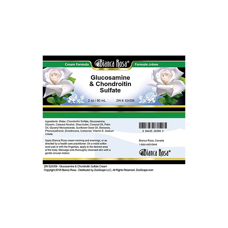 Bianca Rosa Glucosamine & Chondroitin Sulfate Cream (2 oz, ZIN: