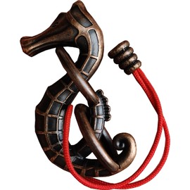 Cast Metal Brain Teaser Puzzle Metal Puzzle Brainteaser Exploration and Thinking Toy Intellectual Teaching (Seahorse & Rope)
