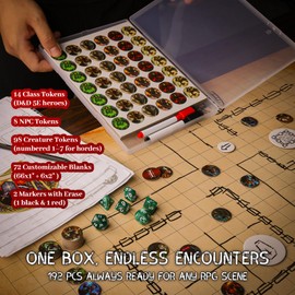 CZYY RPG Dry Erase Token Set - 192 PCS | Reusable Blank Tokens, Creature Tokens, 5E Class Characters with Maker Pens | Ideal for D&D, Pathfinder, TTRPGs, MTG & Board Game