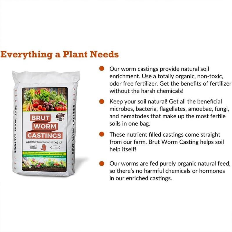 Brut Worm Farm All Natural Organic Worm Castings Soil Builder,