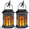 Amzxart 2 Pack Solar Lantern Outdoor Lights, Upgraded Flame Solar