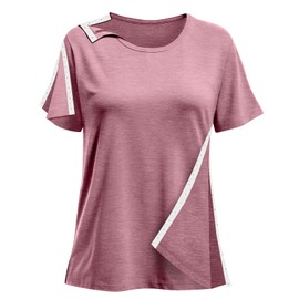 Post Shoulder Surgery Shirts for Women- Short Sleeve-Full Snap-Open Arm Shoulder Recovery Clothing Chemo Clothing (US, Alpha, X-Large, Regular, Regular, Red(11))