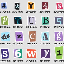 YALOJE 200pcs Alphabet Number Stickers, Waterproof Magazine Letter Stickers for Scrapbook, Vintage Self Adhesive Letters Numbers Decals for Notebook, Water Bottle, DIY Crafts (2 Sheets)