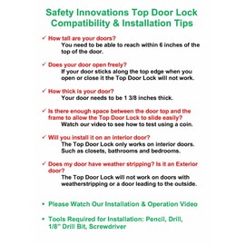 Safety Innovations Child Proof Deluxe Door Top Lock for 1 3/8 inch Thick Interior Doors, (3-Pack)