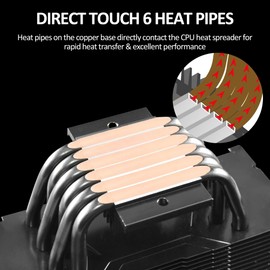PANO-MOUNTS CPU Stock AMD Air Cooler with 120mm ARGB Light Sync 4Pin PC PWM Fans 6 HeatPipes TDP 205W and Motherboard for AMD/Intel LGA 1700 LGA 1200