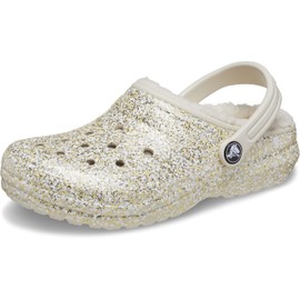 Crocs Classic Lined Glitter Clog, Stucco, 2 US Unisex Little Kid