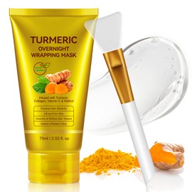 Turmeric Collagen Overnight Wrapping Mask,Kojic Acid Turmeric Night Wrapping Peel Off Mask -Gentle On The Skin,Brighten Skin,Moisturizing,Nourishes Dull,Uneven Skin,Firming Skin For Glowing Skin -75ML