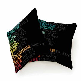Beabes Pillow Cases Inspirational Quotes Think Positively Eat Healthy Build Faith Be Happy Love Pack of 2,Decorative Throw Pillow Covers for Couch Bedroom Living for Girl Boy 18X18 Inch