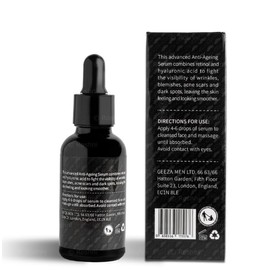 Geeza Men's Anti Ageing Facial Serum with Hyaluronic Acid & Retinol - Reduce Fine Lines & Wrinkles