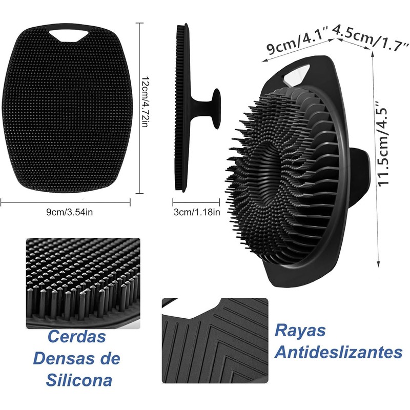 Set de 4 Cepillos de Silicona para Baño y Cuidado