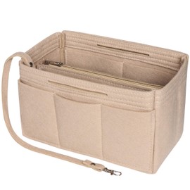 Soyizom Felt Tote Handbag Organiser 2-in-1 Bag Tote Insert Bag in Bag Handbag Liner Tote Organiser Bag Pouch (Beige, Medium), beige