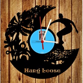 Hang Loose Surfer Wall Clock – Vinyl Record Clock with Quartz Movement, Unique Gift, Made in Germany, with Original Label
